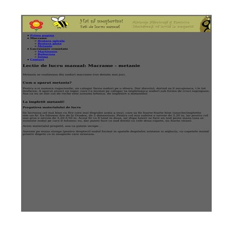 Lectie de lucru manual macrame-metanie