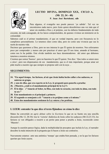Lectio Divina Domingo XXX (2017)