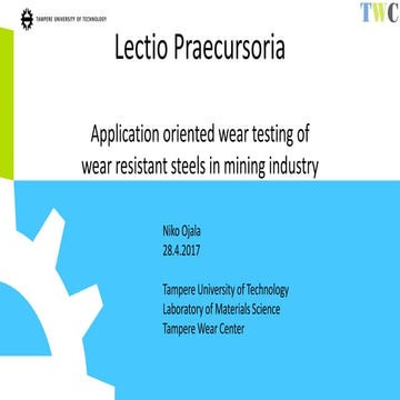 Hard rock tribology seminar - slurry and dry erosion wear testing | PPTX