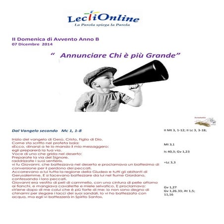 Lectionline ii domenica di avvento 7 dicembre