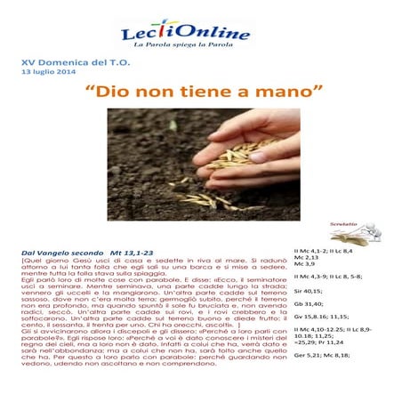 Lectionline xv domenica del t o  anno a_13 luglio
