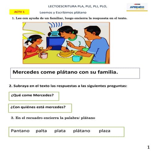 Lectoescritura pla, ple..