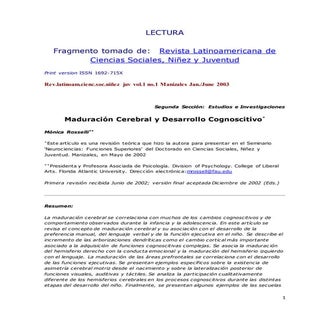 Maduración Cerebral y Desarrollo Co...