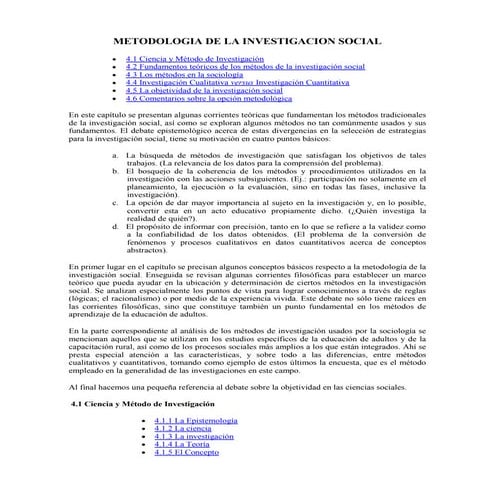 Lectura Metodologia De La Investigacion Social