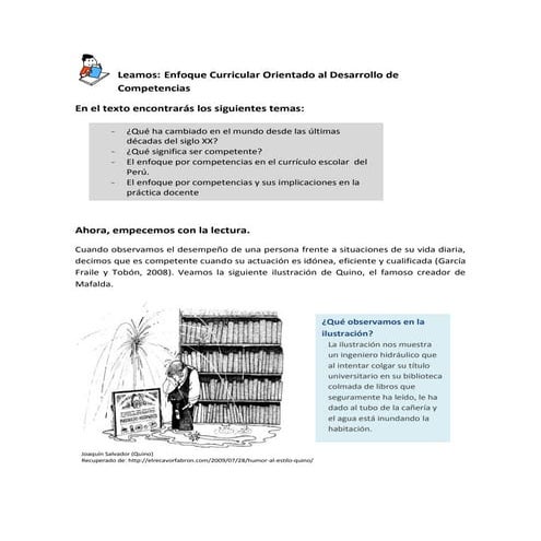 Lectura: Enfoque Curricular Orientado al Desarrollo de Competencias