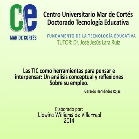 Las TIC como herramientas para pensar e interpensar: Un análisis conceptual y...