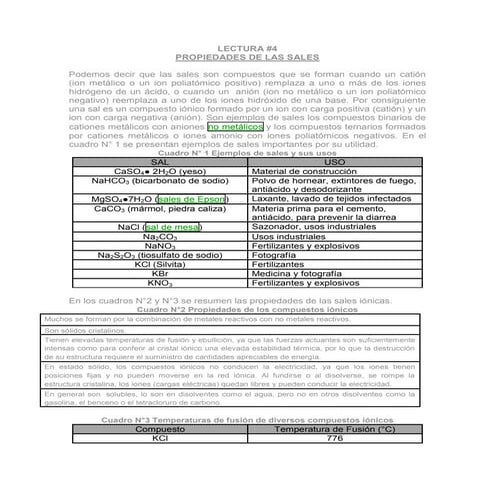 Lectura #4 PROPIEDADES DE LAS SALES