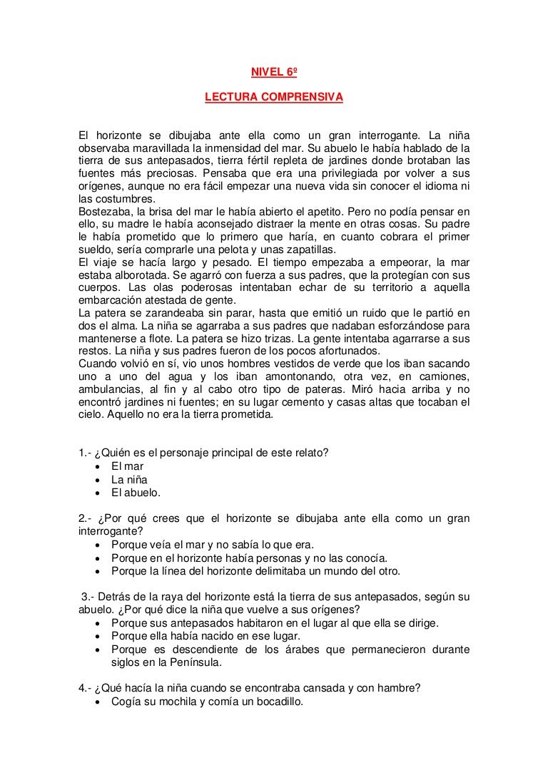 Lectura 6 nivel 6º