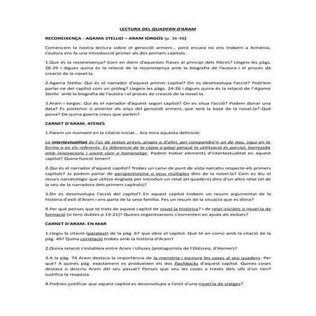 Lectura del quadern d'aram