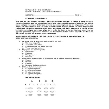 Lectura grado primero