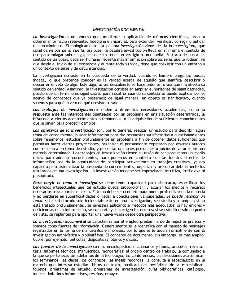 Lectura investigación documental