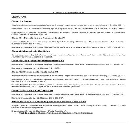 Guía de lecturas Finanzas II 20112 s
