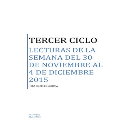 Lecturas de la semana del 30 de noviembre al 4 de diciembre 2015 ciclo tercero