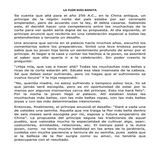 LECTURA: "LA FLOR MÁS BONITA" 