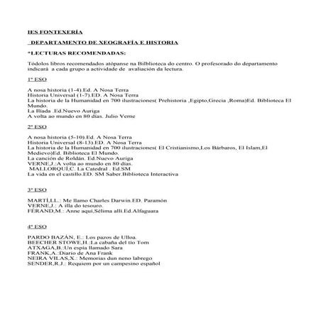 Lecturas Recomendadas Do Departamento De Historia