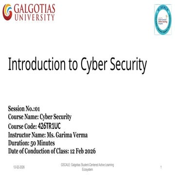 Lecture-01 on cyber security like introduction to cyber secuirty | PPTX