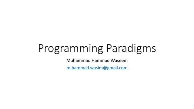 Oop Lec 03 Programming Paradigms Ppt Oop Lec 03 Programming Paradigms Ppt