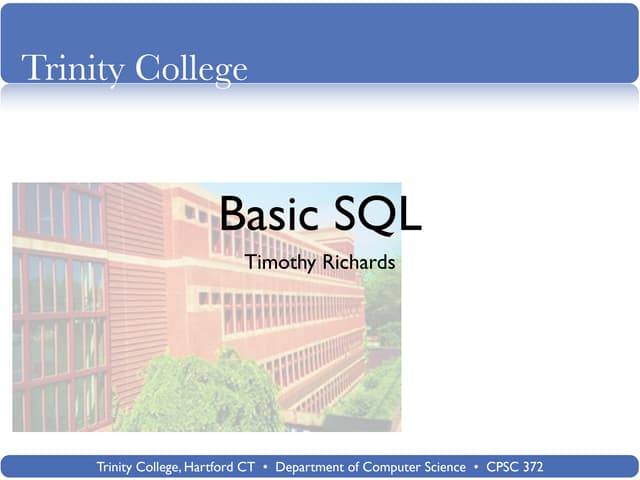 Lecture 07 - Basic SQL