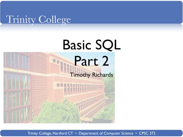 Basic SQL Part 2