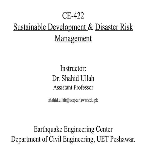 Sustainable Development & Disaster Risk Management