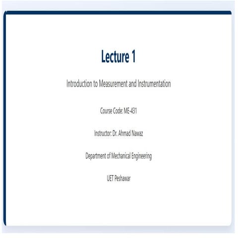 Lecture 1 introduction to instrumentation and measurement. | PPTX
