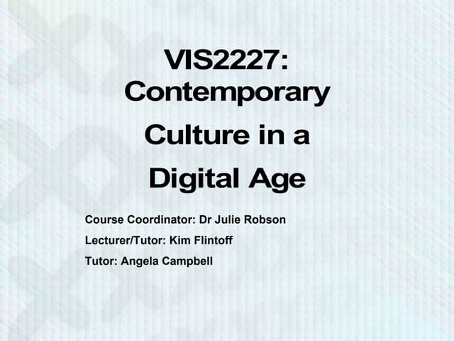 LECTURE 1 - Cyberculture