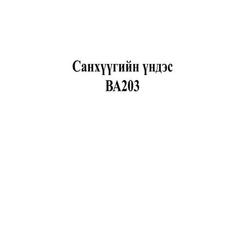 Санхүү үндэс Лекц 10