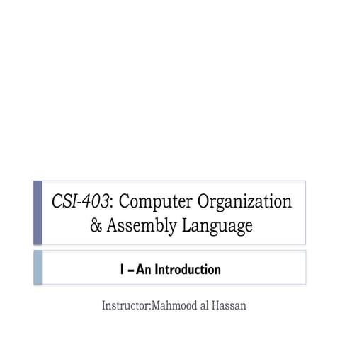 Lecture-1 Introduction computer architecure and assembly language.pptx