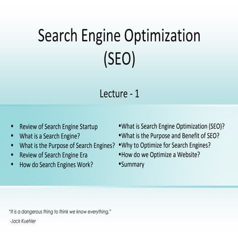 Lecture   1 seo training