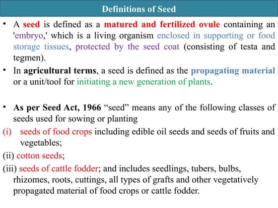 Seed science and technology - Basics | PPT