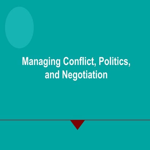 Managing Conflict, Politics, and Negotiation