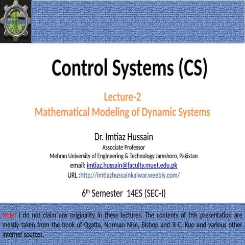 Mathematical MODELLING OF CONTROL SYSTEM | PPTX