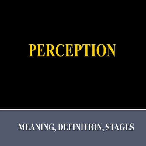 perception- Meaning, Definition, Stages, Factors