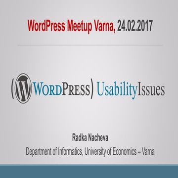 Lecture - (WordPress) Usability Issues