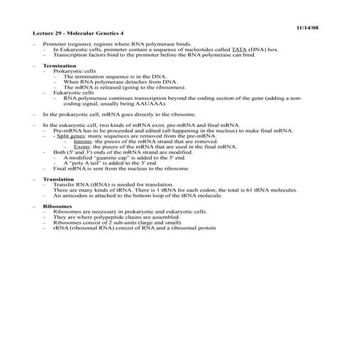 Lecture 29 | DOC | Genetics | Science