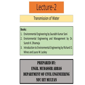 Comprehensive Lecture on Water Transmission and Pipe Hydraulics in ...