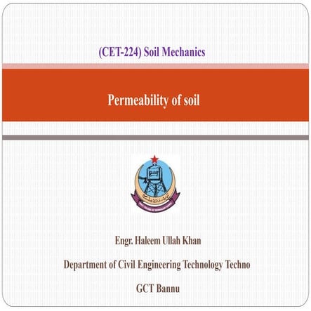 SOIL PERMEABILITY PPT | PPTX