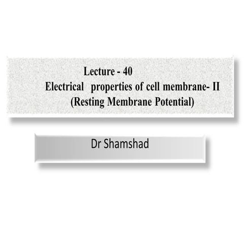Lecture 40 resting membrane potential | PDF