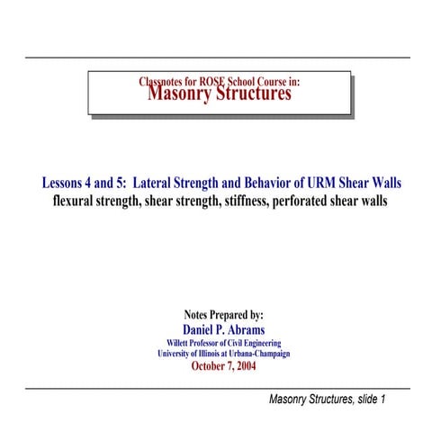 Lecture 4 5 Urm Shear Walls