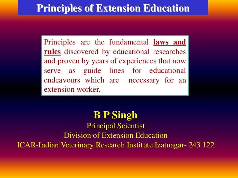 Principles of Extension Education