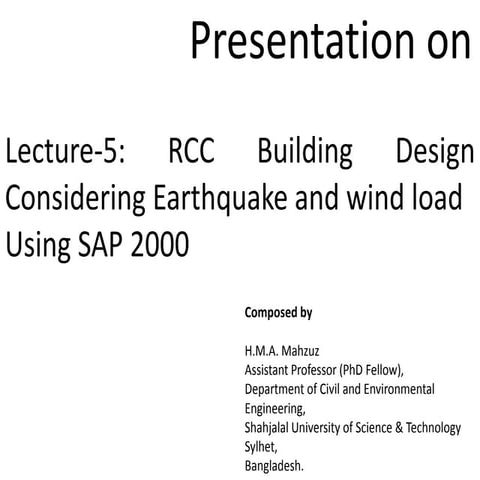 Lecture 5 rcc building design considering earthquake and wind load