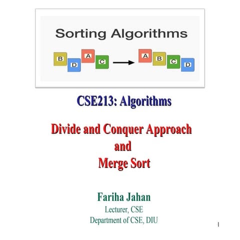 Comprehensive Guide to Divide and Conquer Algorithms with Merge Sort | PPT