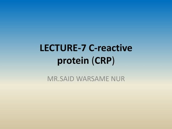 C reactive protein | PPT