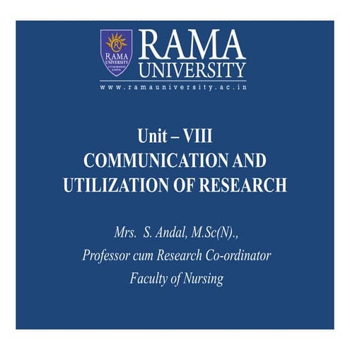 Nursing research Communication and utilisation of research for nursing students