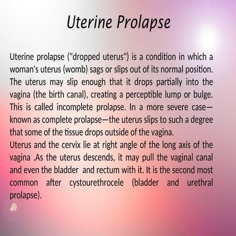 Uterine prolapse presentation for education