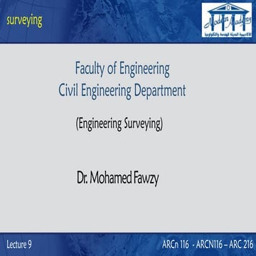 Lecture Surveying Faculty of Engineering Civil Engineering Department