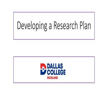 Developing a Research Plan 