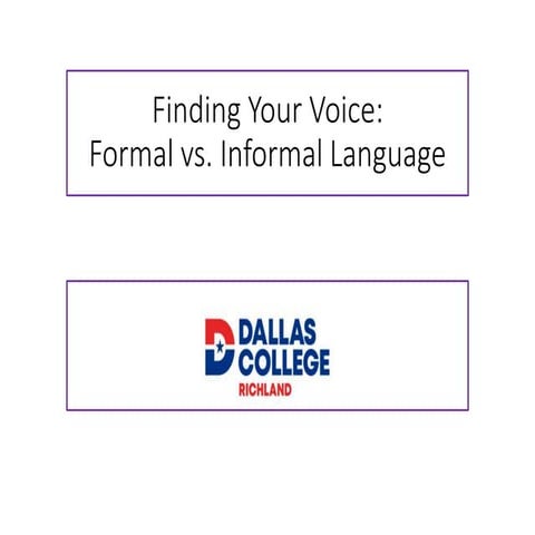 Finding Your Voice: Formal vs Informal Language