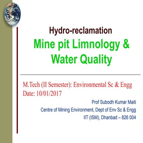 mine pit limnology and water quality