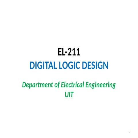 Lecture - Week1 Digital Logic Design CSC122